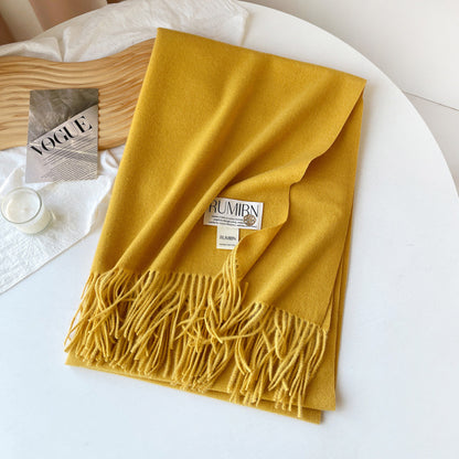 Women's Cashmere Metal Label Shawl High-grade Loose Feeling Scarfs