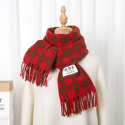 Women's Winter Thick Warm Korean Style Fashionable Plaid Scarfs