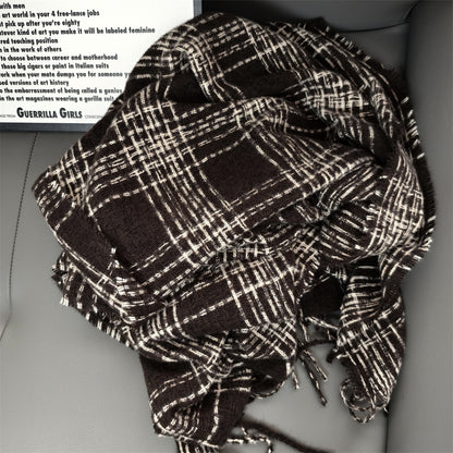 Retro White Couple Classic Plaid Female Scarfs