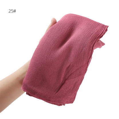 Solid Color Curling Pleated Rayon Fine Scarfs