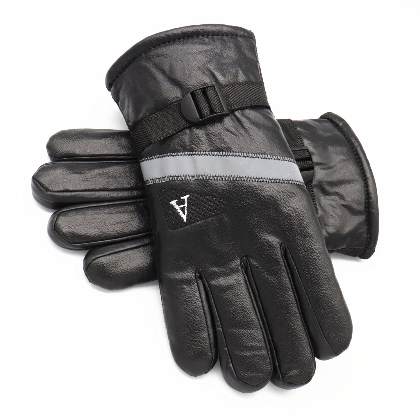 Men's Touch Screen Leather Winter Warm Cotton Thickened Cycling Gloves