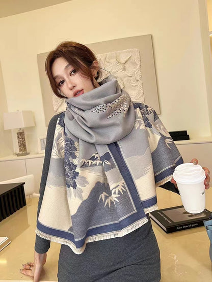 Artificial Cashmere Thick Western Style Shawl Scarfs