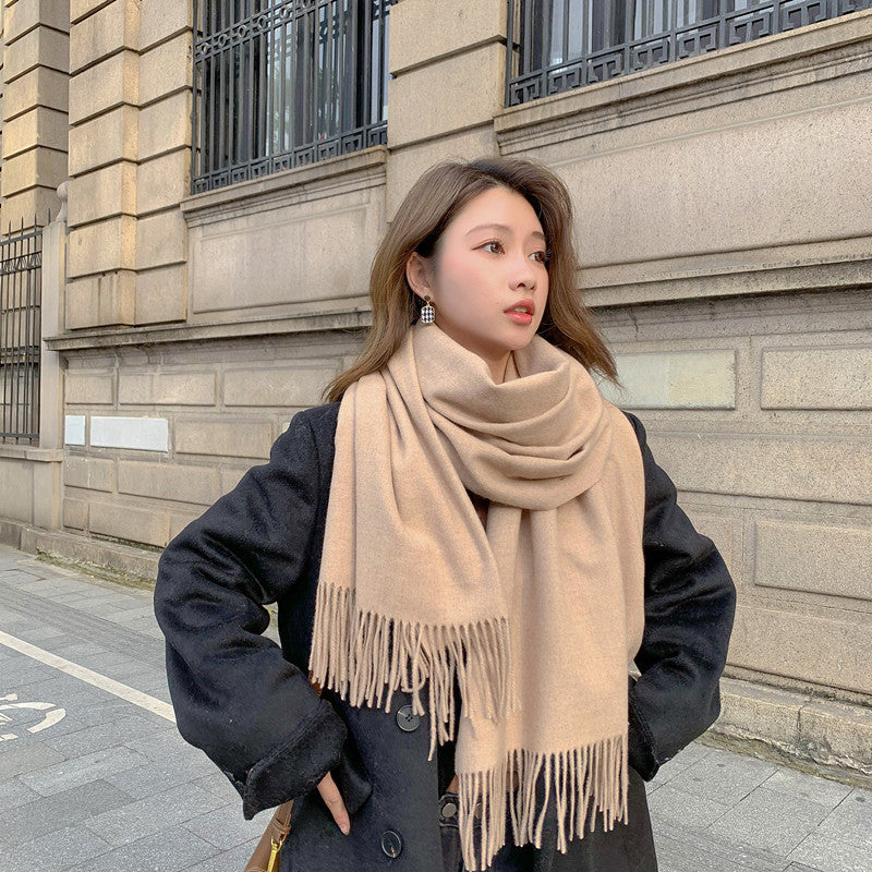 Women's & Men's Solid Color Korean Style Shawl Warm High Scarfs