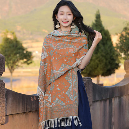 Women's Ethnic Style Cape Shawl Thickened Cashew Pattern Western Scarfs