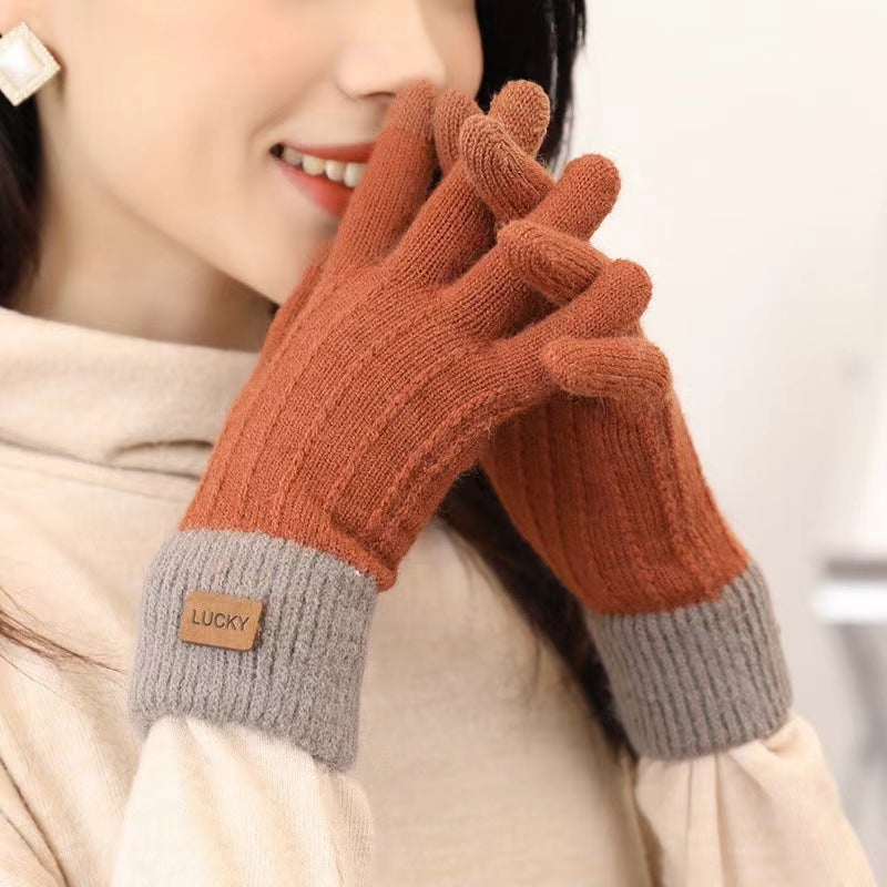 Women's Touch Screen Full Finger Knitted Wool Gloves