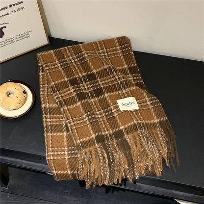 Cashmere Feel Plaid Female Warm Christmas Scarfs