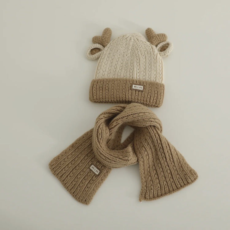 Hat Boys Knitted Woolen Two-piece Set Kids' Headwear