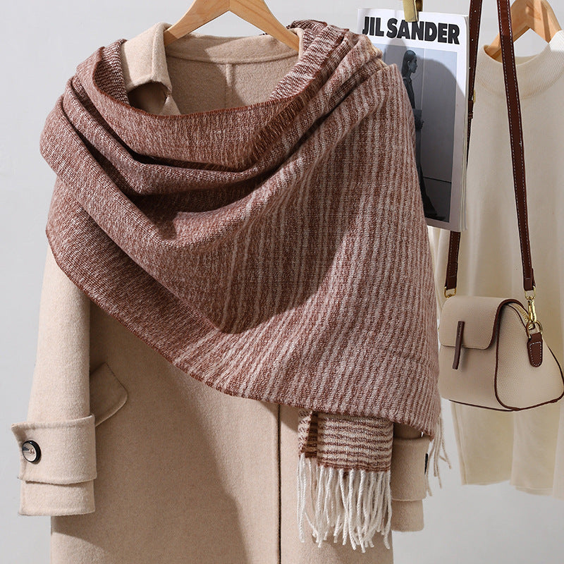 Women's Luxury Fashion Elegant Warm Vintage Stripe High-grade Scarfs