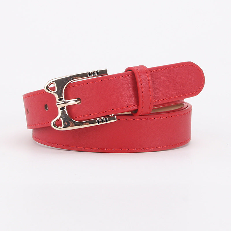 Women's Cute Fashion Meow Head Alloy Buckle Decoration Belts