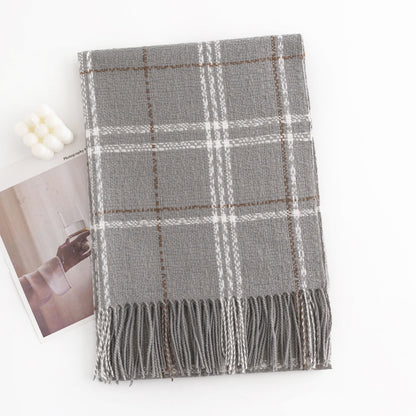 Style Sweet Warm Artificial Cashmere Plaid Couple Scarfs