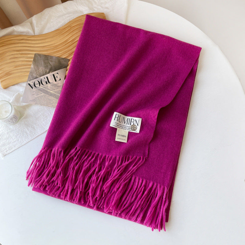 Women's Cashmere Metal Label Shawl High-grade Loose Feeling Scarfs