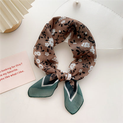 Women's Cotton Linen Small Square Towel Autumn Summer Bandana Headband Scarfs