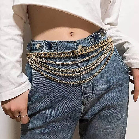 Women's Grab Chain Waist Fashion Tasseled Jeans Punk Street Belts