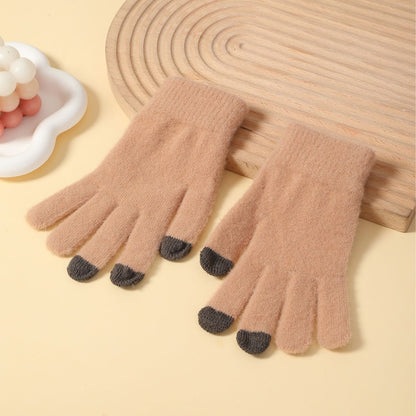 Imitation Mink Outdoor Riding Full Finger Simple Gloves