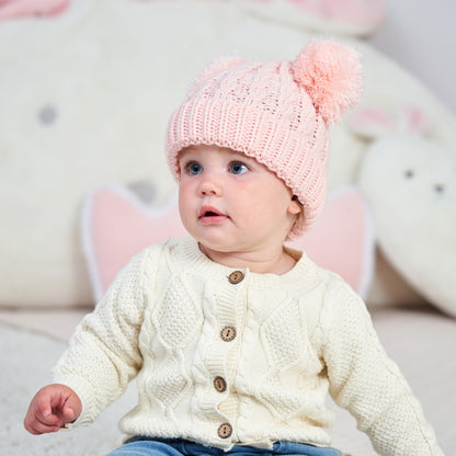 Children's Twisted Woolen Yarn Double Ball Hat Kids' Headwear