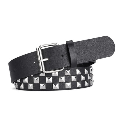 Women's & Men's Square Bead Pyramid Personalized Punk Style Decorative Hip Belts