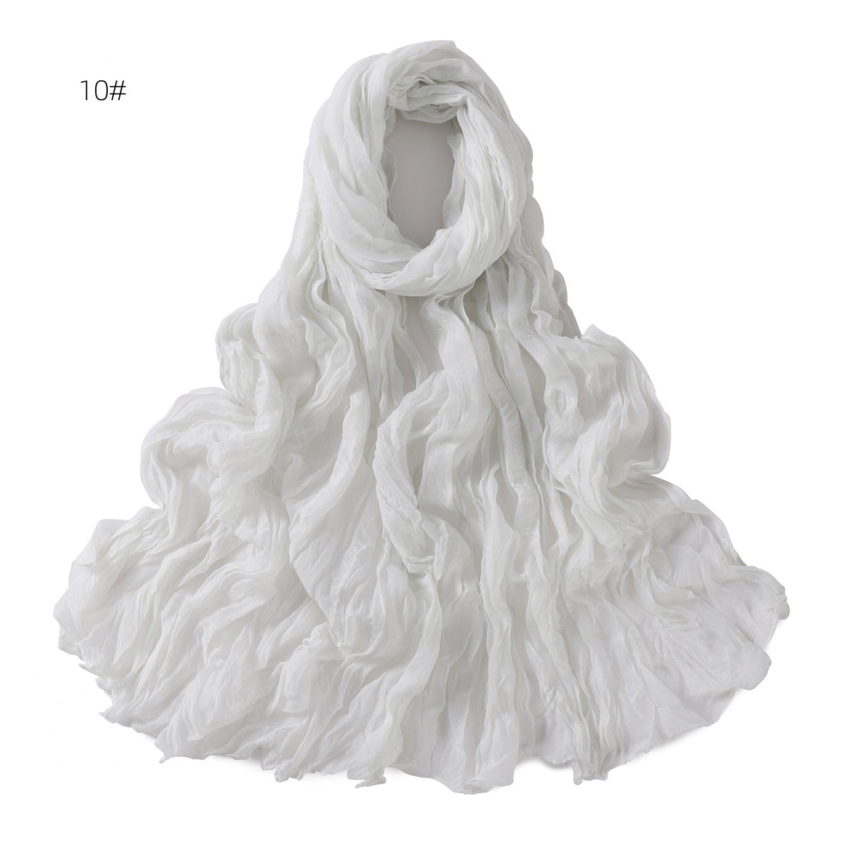 Women's Pure Color Voile Twist Wrinkle Cotton Linen Scarfs