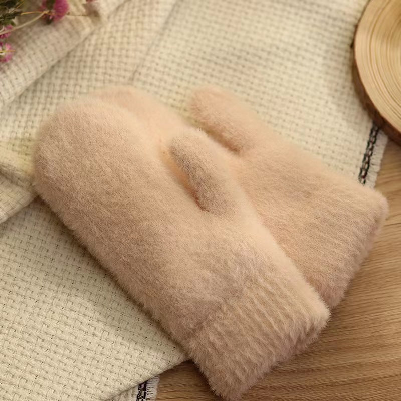 Women's Fleece Lined Padded Warm Keeping Korean Gloves