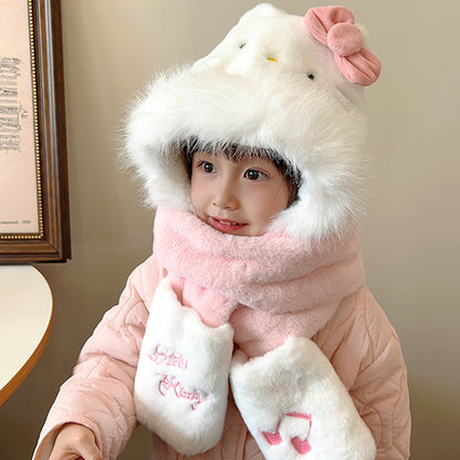 Children's Unicorn Hat Three-in-one Winter Warm Scarfs Kids' Headwear