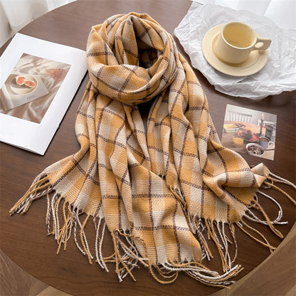 Style Plaid Winter Male Female Thickened Scarfs