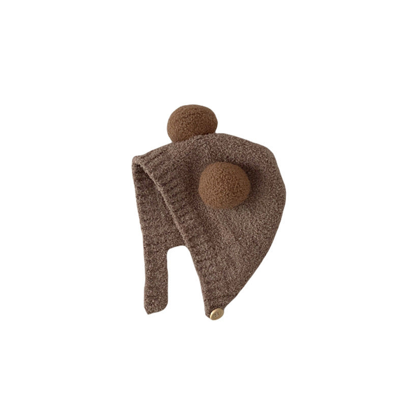 Style Earmuffs Hat Plush Warm Contrast Color Double Kids' Headwear