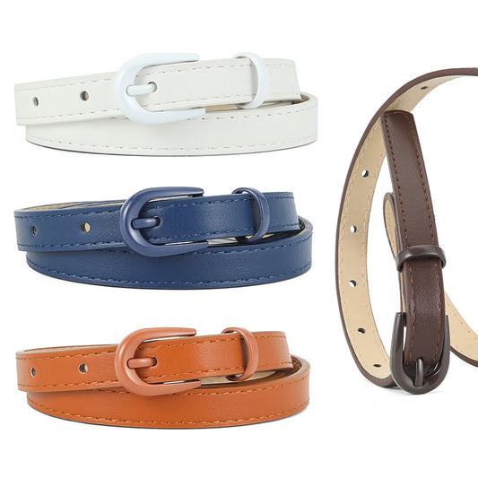 Women's Candy Color Smooth Pin Buckle High-grade Clothing Belts