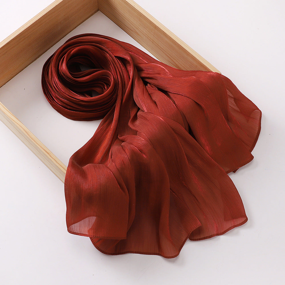 Breathable Cool Island Satin Smooth Crepe Malaysia Scarfs