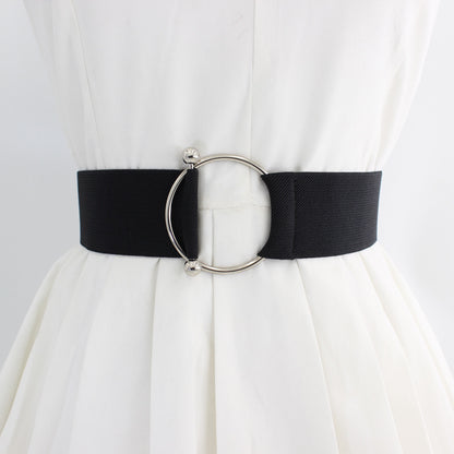 Women's Metal Pair Of Buckles Style With Dress Sweater Korean Belts