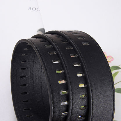 Women's Full Hole Decorative Pin Buckle Wide Belts