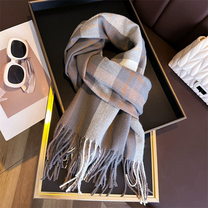 Style Plaid Winter Male Female Thickened Scarfs