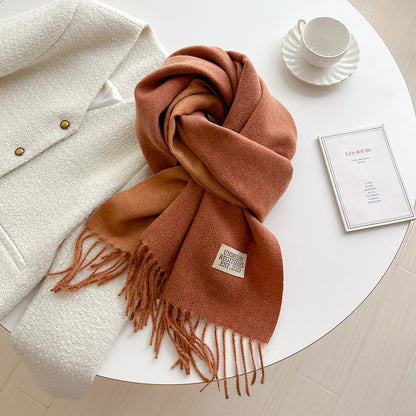 Women's Korean Double-sided Artificial Cashmere Pure Color Warm Scarfs