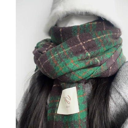 Women's Plaid Winter High-grade Korean Warm Talma Scarfs