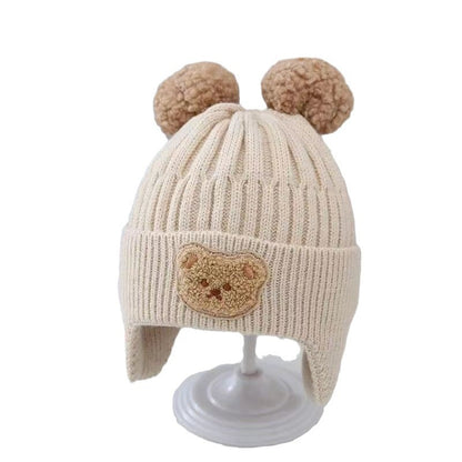 Winter Korean Bear Beret Woolen Knitted Kids' Headwear