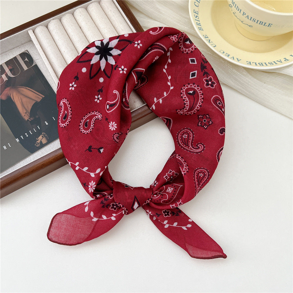 Small Square Towel Silk Female Autumn Summer Bandana Headband Scarfs