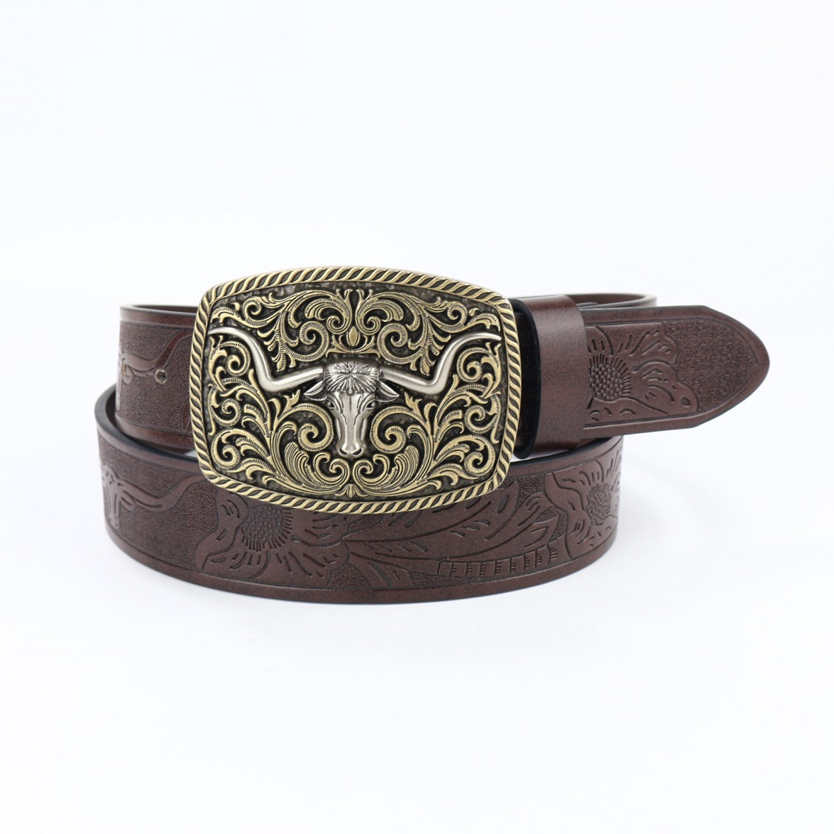 Women's & Men's Head Big Plate Buckle Retro Green Belts