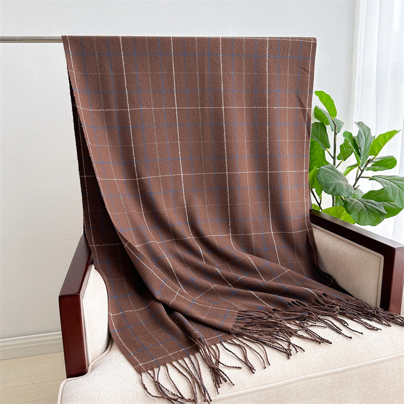 Women's Plaid Atmosphere Warm Shawl Couple Thick Scarfs