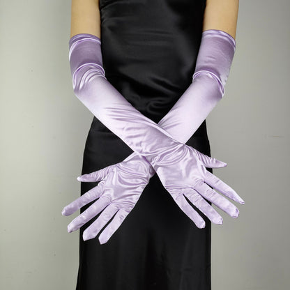 Women's Lengthened Satin Stretch Vintage Dress Bride Gloves