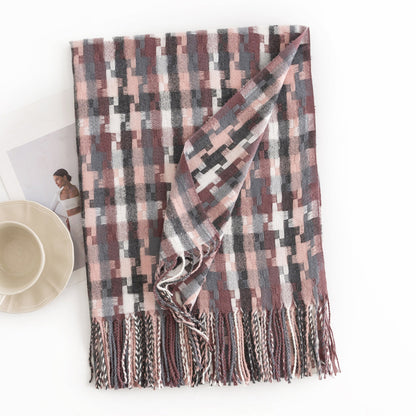 Sweet Color Plaid Winter Chessboard Artificial Cashmere Korean Style Scarfs