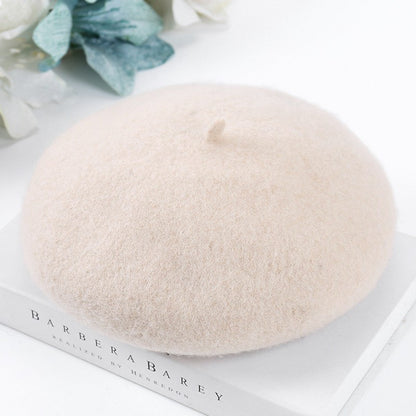 Mob Beret Woolen Solid Color Simple Adult Kids' Headwear