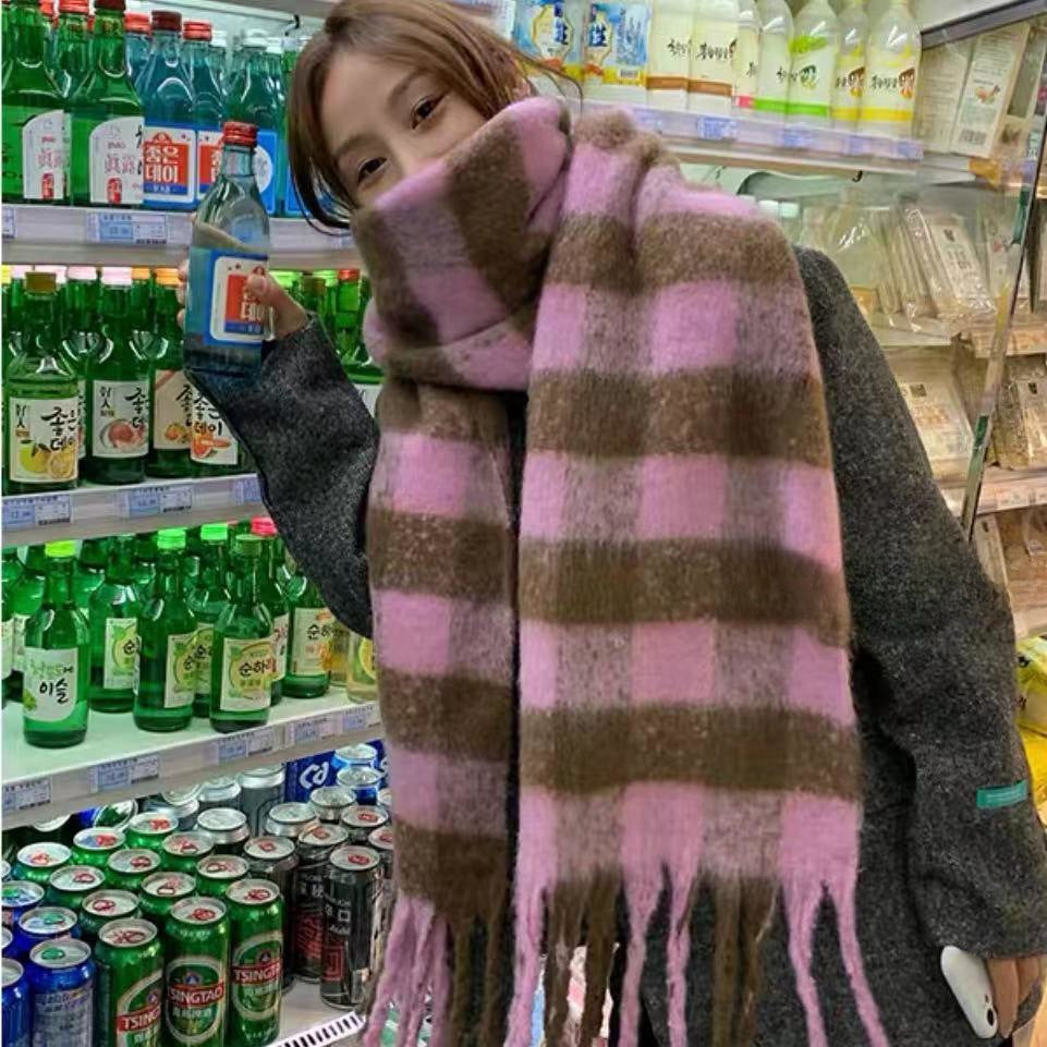 Women's Striped Korean Fashionable Versatile Winter Warm Scarfs