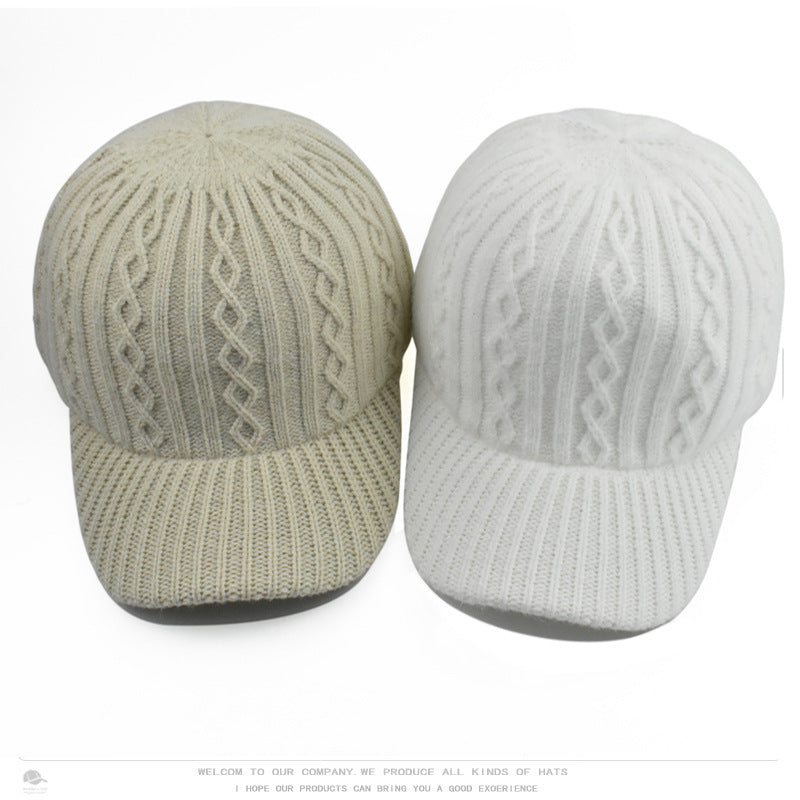 Women's Knitted Wool Baseball Korean Fashion Face Hats & Caps