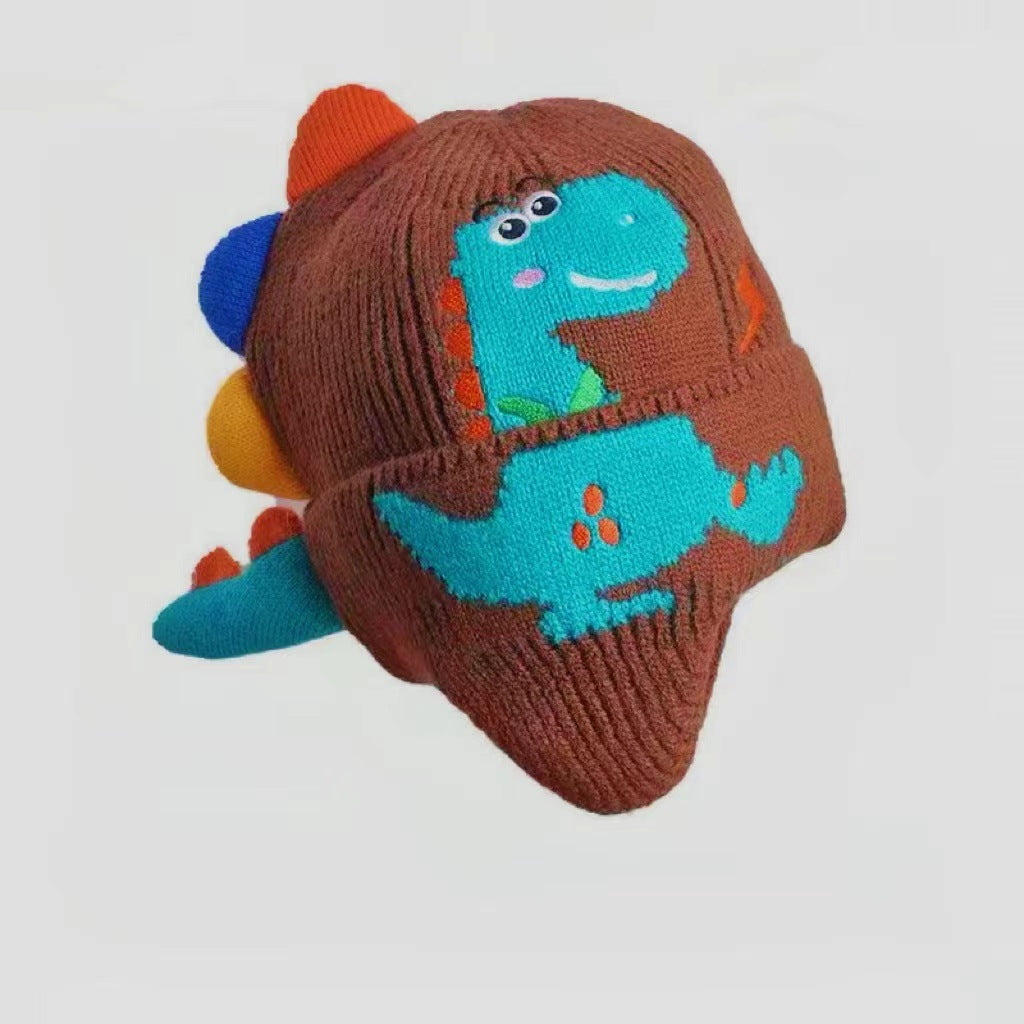 Children's Boy Cute Super Dinosaur Knitted Windproof Kids' Headwear