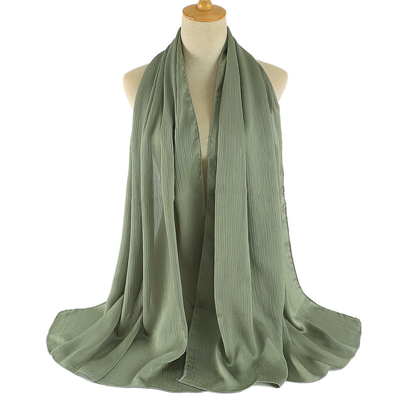 Women's Crepe Natural Pleated Malay Indonesian Popular Scarfs