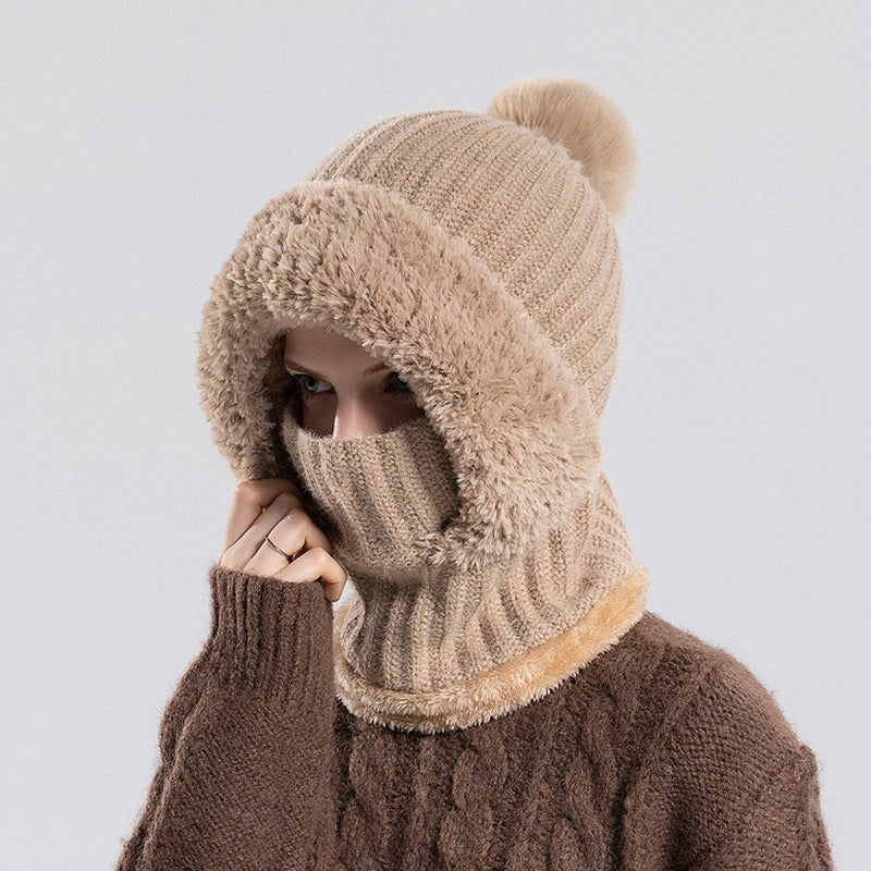 Women's Knitted Hat Mask One-piece Winter Windproof Hats & Caps