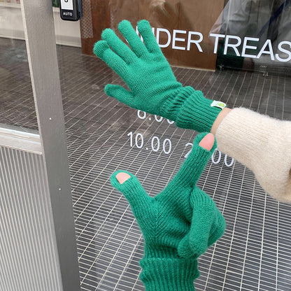 Color Touch Screen For Riding Outside Thermal Knitting Wool Gloves