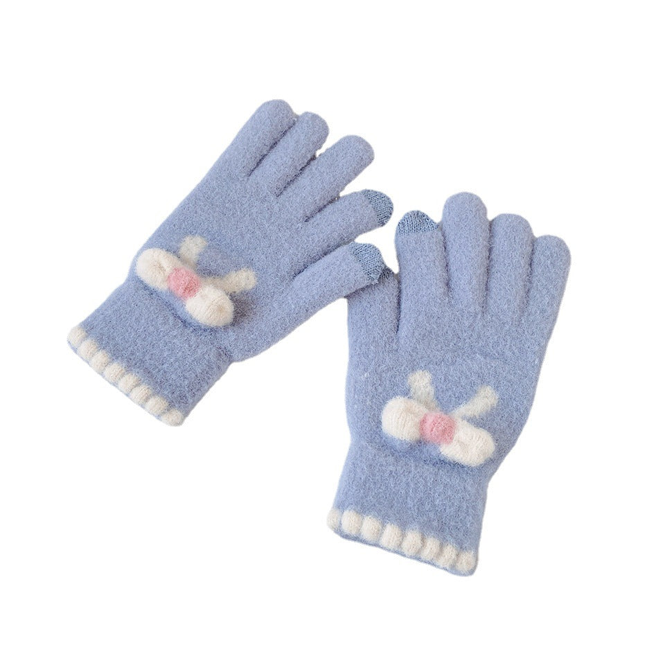 Women's Sweet Warm Winter Thickened Cold Protection Full Finger Slimming Gloves