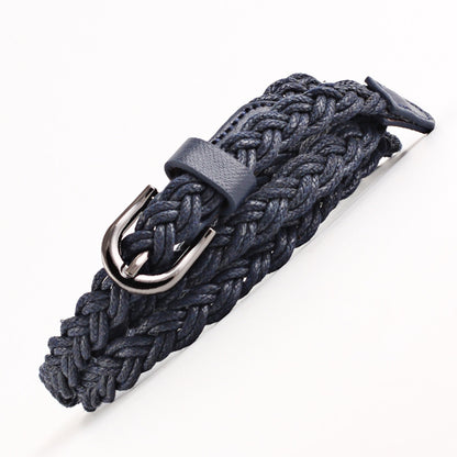 Women's Casual Wax Rope Woven Pin Buckle Belts