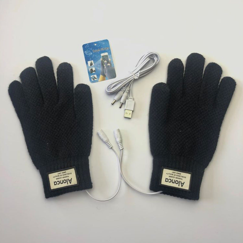 Men's Electric Heating Hand Warming Woven Gloves