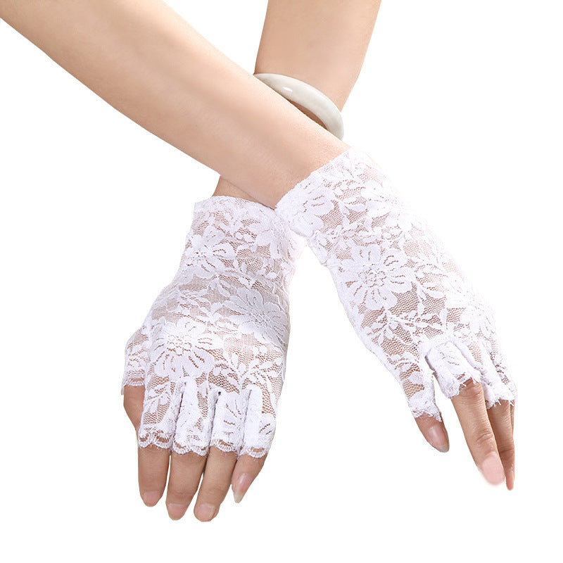 Women's Half Finger Sun Protection Short Prom Gloves