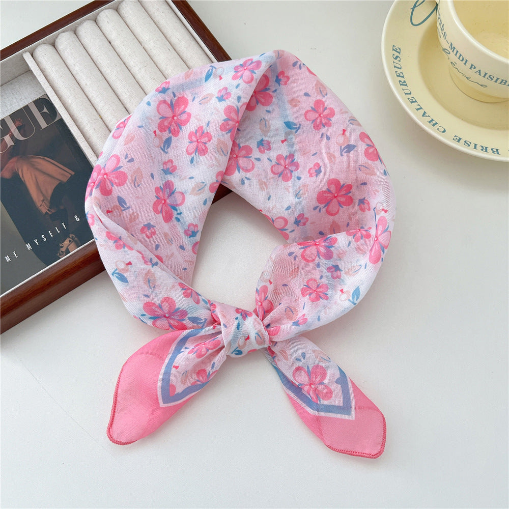 Women's Band Cotton Linen Small Square Towel Scarfs